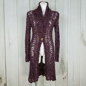 Intuitions | Purple Open Crochet Duster Cardigan